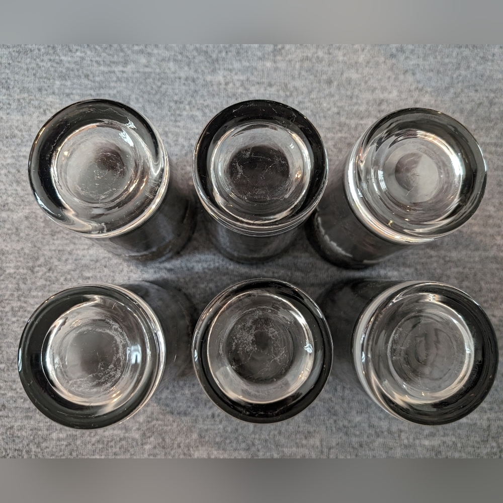 Vintage MCM Silver Fade Cocktail Glasses with Raised Leaf Pattern, Set of 6 - Picture 3 of 4